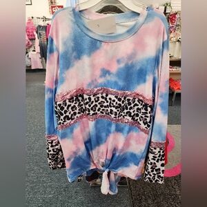 Tie-Dye Leopard Print Women's Top